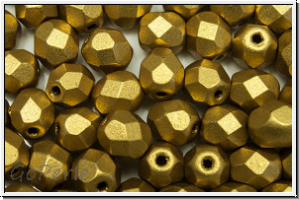 B�hm. Glasschliffperle, feuerpol., 6mm, brass, met., satin, 25 Stk.