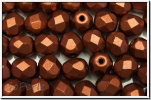 B�hm. Glasschliffperle, feuerpol., 6mm, copper, dk., met., satin, 25 Stk.