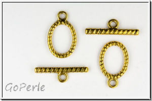 Toggle-Verschluss "Kordel, oval", 20x13mm, antikgoldfb., Metall, 1 Stk.