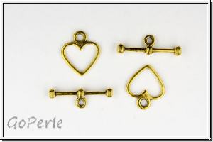 Toggle-Verschluss "Tender Heart", 14x12mm, antikgoldfb., Metall, 1 Stk.