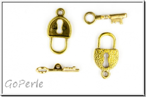 Toggle-Verschluss "Little Lock", 18x14mm, antikgoldfb., Metall, 1 Stk.