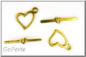 Toggle-Verschluss "Wild Heart", 17x18mm, goldfb., Metall, 1 Stk.