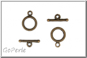 Toggle-Verschluss "Spirale", 18x14mm, antikkupferfb., Metall, 2 Stk.