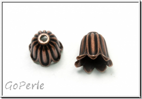 Perlenkappe (-cone) "Gl�ckchen", 12x10mm, antikkupferfb., Tibetsilber, 2 Stk.