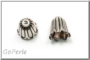Perlenkappe (-cone) "Gl�ckchen", 12x10mm, antiksilberfb., Tibetsilber, 2 Stk.