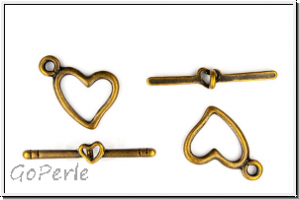 Toggle-Verschluss "Wild Heart", 17x18mm, antikkupferfb., Metall, 1 Stk.
