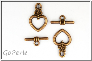 Toggle-Verschluss "Celtic Heart", 20x13mm, antikgkupferfb., Metall, 1 Stk.