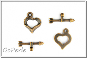 Toggle-Verschluss "Amors Pfeil", 15x13mm, antikkupferfb., Metall, 1 Stk.