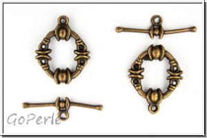 Toggle-Verschluss "India", 21x17mm, antikkupferfb., Metall, 1 Stk.
