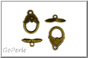 Toggle-Verschluss "Floral Clasp", 18x12mm, antikmessingfb., Metall, 1 Stk.