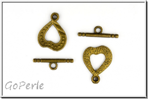 Toggle-Verschluss "Heartbeat", 17x13mm, antikmessingfb., Metall, 1 Stk.