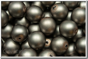 b�hm. Glasperle, rund, 8mm, white, alabaster, grey pearl, matte, 10 Stk.