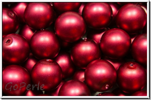 b�hm. Glasperle, rund, 8mm, white, alabaster, bordeaux pearl, matte, 10 Stk.