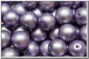 b�hm. Glasperle, rund, 8mm, white, alabaster, lavender pearl, matte, 10 Stk.