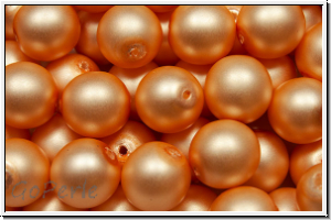 b�hm. Glasperle, rund, 8mm, white, alabaster, rose peach pearl, matte, 10 Stk.