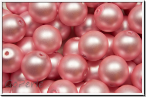b�hm. Glasperle, rund, 8mm, white, alabaster, rose pearl, matte, 10 Stk.