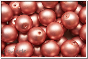 b�hm. Glasperle, rund, 8mm, white, alabster, vintage rose pearl, matte, 10 Stk.