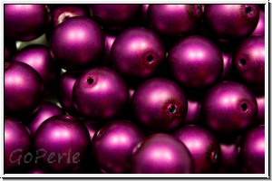 b�hm. Glasperle, rund, 8mm, white, alabaster, dk. berry pearl, matte, 10 Stk.