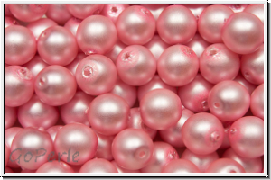 b�hm. Glasperle, rund, 6mm, white, alabaster, rose pearl, matte, 25 Stk.