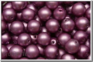 b�hm. Glasperle, rund, 6mm, white, alabaster, lt. burgundy pearl, matte, 25 Stk.