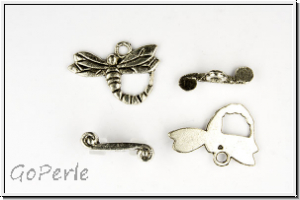Toggle-Verschluss "Dragonfly", 16x20mm, antiksilberfb., Metall, 1 Stk.