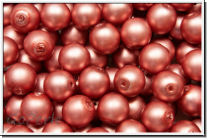 b�hm. Glasperle, rund, 6mm, white, alabaster, vintage rose pearl, matte, 25 Stk.