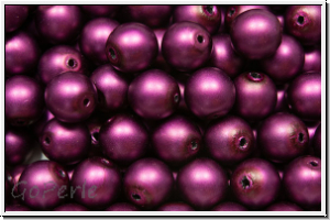b�hm. Glasperle, rund, 6mm, white, alabaster, dk. berry pearl, matte, 25 Stk.