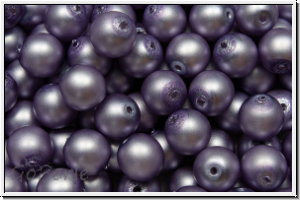 b�hm. Glasperle, rund, 6mm, white, alabaster, lavender pearl, matte, 25 Stk.