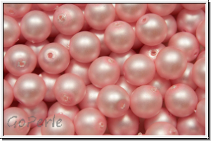 b�hm. Glasperle, rund, 6mm, white, alabaster, powder rose pearl, matte, 25 Stk.
