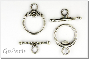 Toggle-Verschluss "Blumenranke", 23x17mm, antiksilberfb., Metall, 1 Stk.