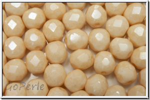 B�hm. Glasschliffperle, feuerpol., 6mm, white, op., champagne luster, 25 Stk.
