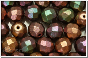 B�hm. Glasschliffperle, feuerpol., 8mm, purple/gold-MIX, met., satin, 10 Stk.