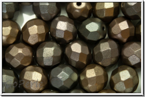 B�hm. Glasschliffperle, feuerpol., 8mm, zink, met., satin, 10 Stk.