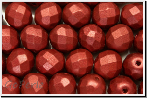 B�hm. Glasschliffperle, feuerpol., 8mm, lava red, met., satin, 10 Stk.
