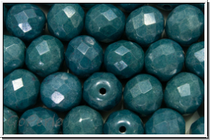 B�hm. Glasschliffperle, feuerpol., 8mm, white, op., blue/grey marbled, 10 Stk.