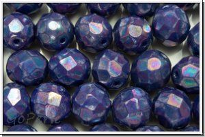 B�hm. Glasschliffperle, feuerpol., 8mm, sapphire, dk., op., nebula, 10 Stk.