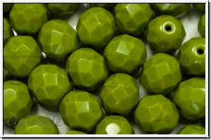 B�hm. Glasschliffperle, feuerpol., 8mm, olivine, dk., op., 10 Stk.