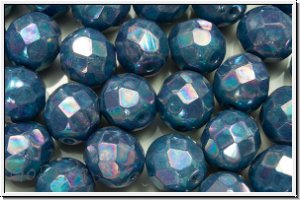 B�hm. Glasschliffperle, feuerpol., 8mm, aqua, op., nebula, 10 Stk.