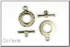 Toggle-Verschluss "Silver Sun", 19x15mm, antiksilberfb., Tibetsilber, 1 Stk.