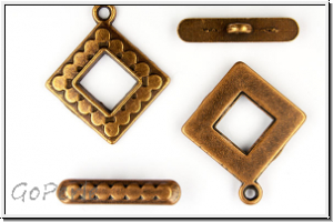 Toggle-Verschluss "Square", 28x24mm, antikkupferfb., Metall, 1 Stk.