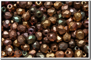 B�hm. Glasschliffperle, feuerpol., 4mm, purple/gold-MIX, met., satin, 50 Stk.