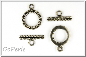 Toggle-Verschluss "Little Drops", 20x16mm, antiksilberfb., Tibetsilber, 1 Stk.
