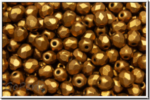 B�hm. Glasschliffperle, feuerpol., 4mm, goldenrod, met., satin, 50 Stk.