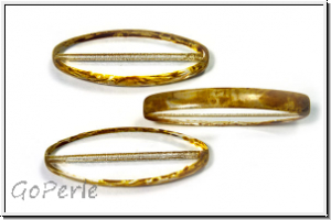 b�hm. Glasperle, table cut, oval, 30x11mm, crystal, trans., picasso, 1 Stk.