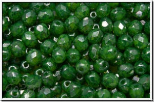 B�hm. Glasschliffperle, feuerpol., 4mm, lime green, opal, blue marbled, 50 Stk.