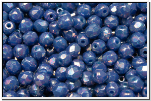 B�hm. Glasschliffperle, feuerpol., 4mm, sapphire, lt., op., nebula, 50 Stk.