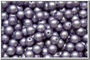 b�hm. Glasperle, rund, 4mm, white, alabaster, lavender pearl, matte, 50 Stk.
