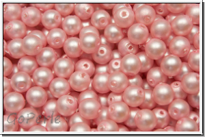 b�hm. Glasperle, rund, 4mm, white, alabaster, powder rose pearl, matte, 50 Stk.