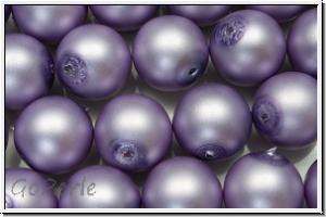 b�hm. Glasperle, rund, 10mm, white, alabaster, lavender pearl, matte, 5 Stk.