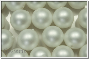 b�hm. Glasperle, rund, 10mm, white, alabaster, white pearl, matte, 5 Stk.